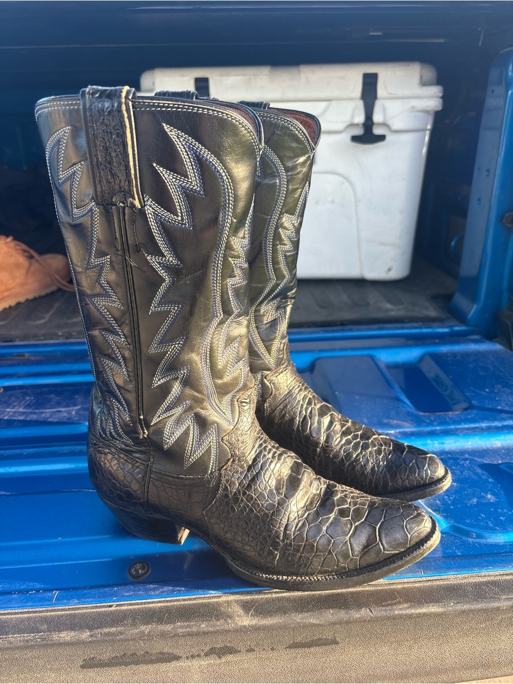 Justin Vintage Handmade Pre Ban Exotic Leather Cowboy Western Boots Sz 7.5 D
